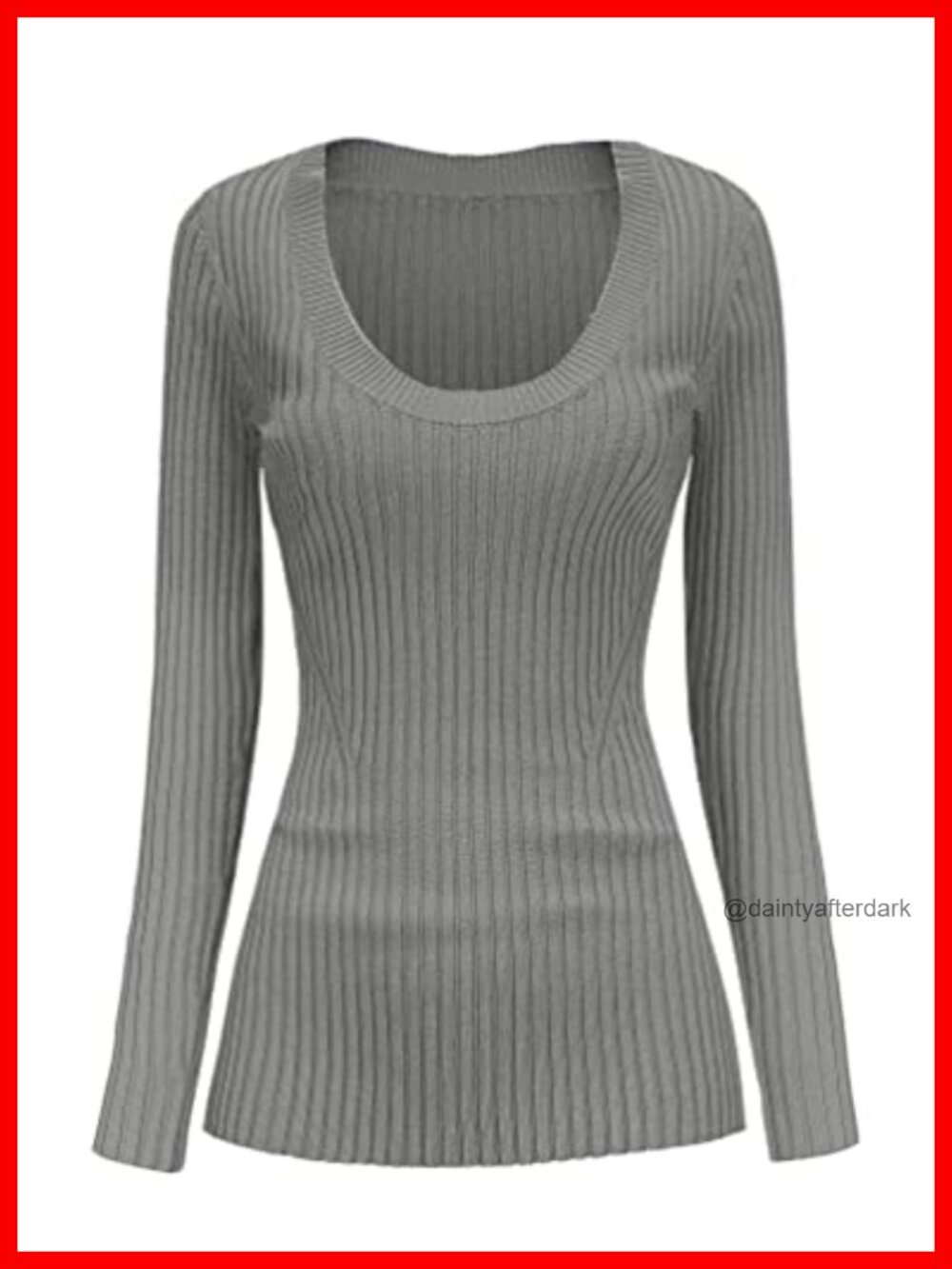 Women's Ribbed Knit Long Sleeve Sweater Pullover, U-Neck Scoop Neck Slim Fit